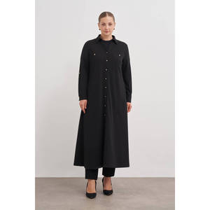 <b>Black</b> <b>Dress</b> <b>with</b> Comfortable Epaulet <b>Button</b> Detail - Product Image 5