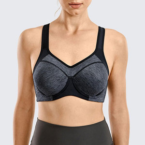 Soutien-gorge de sport à maintien élevé pour femme, col en V, dos nageur, bordure contrastante, respirant, anti-transpiration, pour yoga et fitness, noir uni - Product Image 4