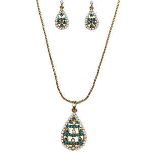 Ensemble de bijoux fins Kriaa pendentif en pierre d'Autriche bleue plaqué or modèle 2103506 - Product Image 1