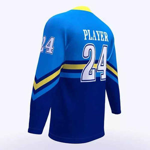 ODM, camisetas de hockey sobre hielo de manga larga para hombre, ropa deportiva de equipo de impresión por sublimación de poliéster personalizada para entrenamiento de práctica, venta al por mayor - Product Image 4