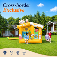 Château gonflable Cat MOQ 1 avec toboggan pour enfants, pour jardin, avec structure de saut, jeu de lancer de balles, château gonflable d'extérieur