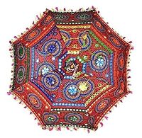 Parasols décoratifs indiens avec broderie, design Rajasthani/Gujarati, 24x28 pouces, vente en gros pour mariage et décoration intérieure