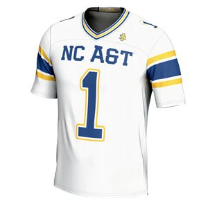 Camiseta de fútbol informal de Carolina del Norte A & T blanco 100% algodón tejido ecológico transpirable estampado frontal de talla grande - Product Image 2