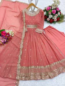 Último diseñador Faux Georgette bordado trabajo Anarkali Vestido por FabZone - Product Image 2