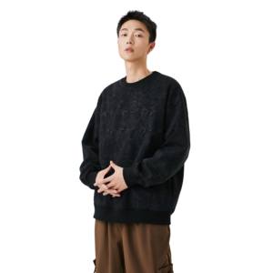 Sweat-shirt à col rond surdimensionné imprimé de haute qualité pour homme, manches longues, 100% coton molletonné, streetwear, coupe ample, sweat-shirt OEM - Product Image 3