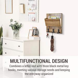 Estante de Pared de Dos Niveles para Almacenamiento de Joyas, Estilo Clásico, Ecológico, de Madera, para Cocina, 57x47x37cm - Product Image 4