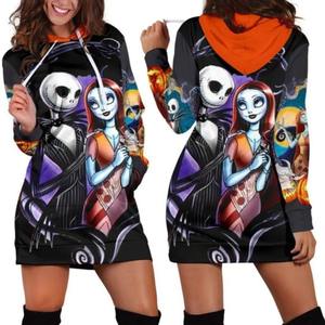 Robe à capuche décontractée en tricot d'hiver Jack Skellington imprimée en 3D pour femmes avec couleurs et tailles personnalisables - Product Image 5