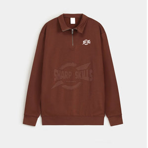 Sweat-shirt à quart de fermeture éclair en coton et polyester Logo personnalisé Sweat-shirt à quart de fermeture éclair grande taille à vendre - Product Image 1