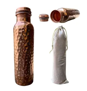 Export Quality Pure Copper Bottle for Drinking Water from Indian Manufacturer of Copper Water Bottle for Sale