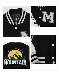 แจ็คเก็ตวาร์ซิตี้พรีเมียมสำหรับผู้ชาย สีดำตัวเสื้อทำจากผ้าขนสัตว์ แขนเสื้อสีขาว แบบเลตเตอร์แมน บอมเบอร์ สตรีทแวร์ แฟชั่นฤดูหนาว ปี 2025 - Product Image 6