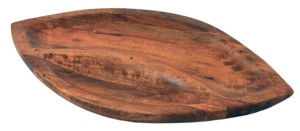 IHA IHAT260 Ribbed Oval Shape Wood Handicraft American Style Party Serving Tray for Bowls - Product Image 4