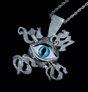 Pendentif en argent sterling 925 personnalisé avec des diamants glacés, pendentif œil, bijoux hip-hop, cadeau pour lui - Product Image 2
