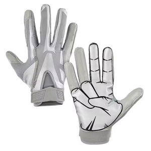 Wholesale Comfortable Leather American Football <b>Gloves</b> with Custom Design Sticky <b>Silicon</b> Palm Goalkeeper <b>Gloves</b> - Product Image 1