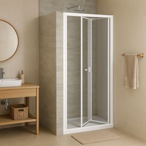 Cristal endurecido blanco perfil ducha puerta fuelle libro 66-70xh190 cm transparente pagado... - Product Image 2