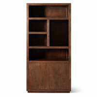 Vitrine en bois massif Mimosa, faite à la main, écologique, durable, grande capacité, gain de place, noire |   Salon Moderne pour le Commerce de Détail