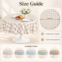 Nappe ronde en polyester à carreaux, imperméable et lavable, pour pique-nique en extérieur, couverture de table pour jardin et fête