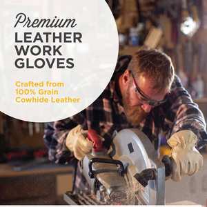 Gants de travail en cuir durables avec embouts renforcés pour une utilisation en extérieur, ajustement sécurisé, poignet élastique, protection longue durée - Product Image 2