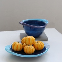 Bixuan Kleurrijke Randen Mondgeblazen Glazen Schaal Collectie Diep Donkerblauw Olijfgroen Fruit Schaal Tafeldecoratie Huisdecoratie