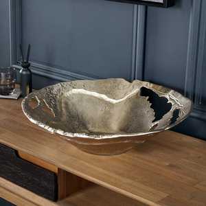 Grand bol en argent artisanat bols à fruits en métal fournitures de restaurant d'hôtel bols à vaisselle de service accessoires de décoration de table - Product Image 1