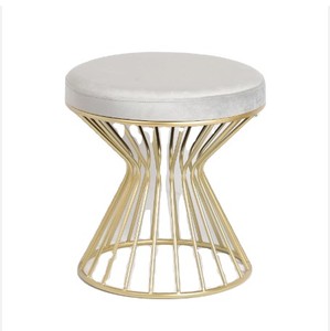 Tabouret court multifonctionnel en velours de salon pour la vente en gros avec tabouret de base en acier inoxydable doré - Product Image 5