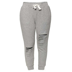 Women's Unique Distressed Joggers Quality Sweat Pants Elastic <b>Decoration</b> Logo <b>Summer</b> Winter Workouts New Design Flat Front Style - Product Image 2