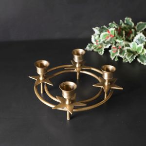 Bougeoir en forme d'étoile en métal doré de luxe Bougeoirs en métal pour décoration de table de Noël et de vacances - Product Image 3