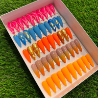 Kit de faux ongles personnalisés de luxe en forme d'amande, style French Coffin, à coller, avec colle et lime à ongles