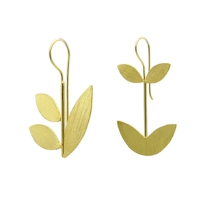 Handmade Brass Gold Plated Women's <b>Earrings</b> Vintage Style Drop Hoop Chandelier and Stud Trendy Plant Pattern for Gift - Product Image 1