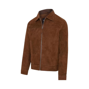 Latest New Design <b>Brown</b> Suede Leather Jacket for Men with Customized Sheep Skin Fully Customized Jacket Buttons Front Logo - Product Image 1