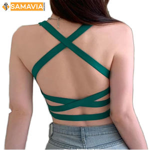Conjuntos de sujetador de Yoga SAMAVIA deportivo para mujer, Simple, de alto soporte, de secado rápido, elástico, transpirable, con logotipo frontal, personalizable, superventas, bajo - Product Image 6