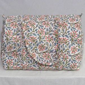 Large Stylish Eco-Friendly <b>Weekender</b> Duffle Bag Soft Cotton Hand Block Print Fabric Fashionable Striped Cosmetic Bags <b>Cases</b> - Product Image 3