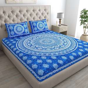 New Premium Hand <b>Block</b> Printed bedsheet famous indian bagru print 100% cotton natuaral <b>colour</b> design very popular - Product Image 3