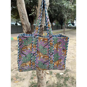 <b>Boho</b> Chic Reversible Quilted Velvet Cotton Tote <b>Bag</b> Large Eco-Friendly Sustainable Grocery Shopping Beach Weekend Women's Tote - Product Image 1
