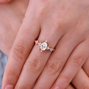 Banda minimalista de circonita cúbica de corte ovalado de Plata de Ley 925 sólida, chapado en oro rosa, banda de boda de compromiso para mujer y niña, venta al por mayor - Product Image 3