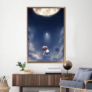 Impression sur toile « Rêves d'enfance » avec ciel étoilé pour chambre d'enfant, encadrée en or - Product Image 1
