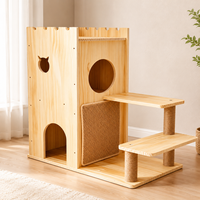 Arbre à chat en bois avec condo fermé, griffoir en sisal et plateformes multi-niveaux pour chats d'intérieur OEM ODM Personnalisé
