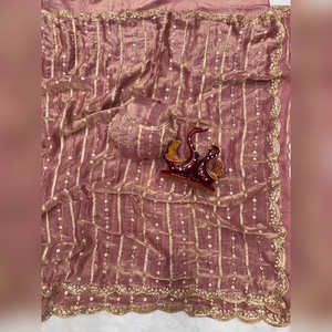 Sari Festivo para Ceremonias y Fiestas, Listo para Usar, con Blusa Cosida, Hermosa Lentejuelas, Elegante, al por Mayor - Product Image 5