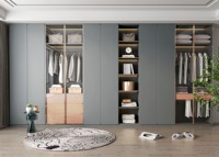Ensemble de chambre à coucher minimaliste de qualité supérieure Lit rembourré beige Armoire blanche Portes en verre