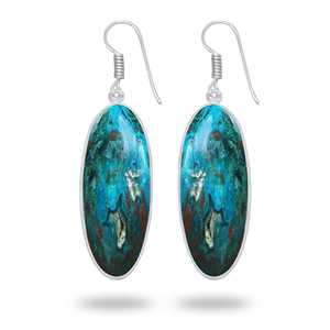 Pendientes de Gancho de Plata con Incrustaciones de Crisocola, Diseño Multiforma, para Mujer, Ideales para Fiestas y Regalo para Mamá - Product Image 1