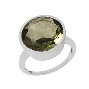 Ajuste de bisel de buena calidad de Plata de Ley 925 con piedra preciosa de amatista verde natural Anillo de boda y fiesta de estilo clásico - Product Image 1