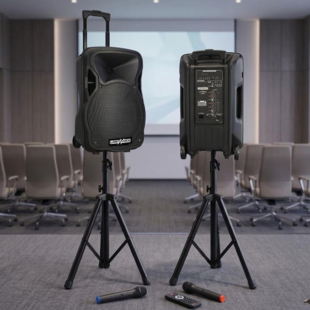Lastvoice LS-P1915EE-ST 15-Inch 1200W Portable PA Sound System Built-in Microphone for V4.2 Remote Control 5000-8000mAh