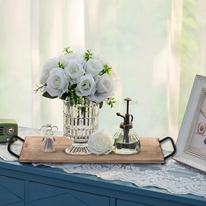 Juego de bandejas de madera de alta calidad en elegante color blanco con forma cuadrada y diseño elegante, ideal para organizar y decorar el hogar - Product Image 3