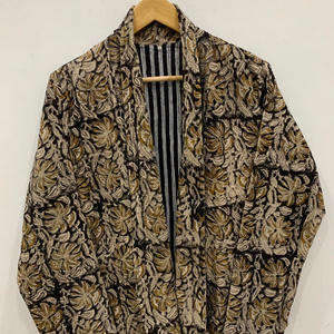 Kimono en coton matelassé Cardigan Bomber Jacket Manteau en daim Style vintage Veste bohème Veste courte en velours côtelé - Product Image 1
