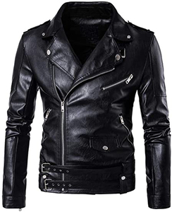 Chaqueta de Cuero de Oveja Casual para Hombre de Buena Calidad, Cuello Camisero, Impermeable, Resistente al Viento, Transpirable, Acolchada - Product Image 1