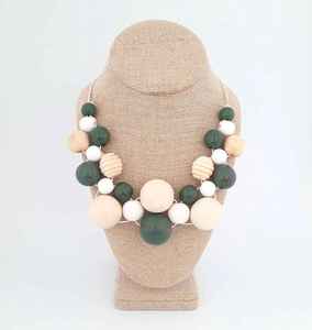 Perles rondes en bois de marque, collier en bois épais à la mode, collier en bois - Product Image 4