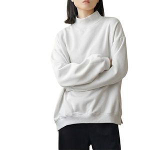 Haut décontracté pour femme à col semi-haut 100% coton respirant coupe-vent hiver 100% coton sweat-shirts - Product Image 3