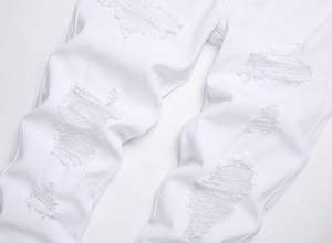 Pantalon en jean déchiré pour homme, coupe droite, décontracté, respirant, tendance printemps, vente chaude - Product Image 3