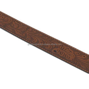 Sangle de ceinture sculptée à la main en cuir occidental de qualité supérieure pour hommes et femmes avec fermeture à bouton-pression pour boucle - Product Image 3