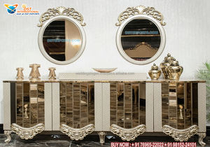 Mesa de consola moderna de madera de teca tallada en hojas de estilo barroco de lujo para comedor de Villa de gama alta - Product Image 3