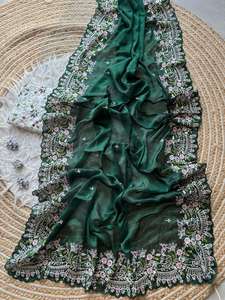 Showstopper à la mode indien Designer doux Rangoli soie Sari dernière blouse exclusive qualité supérieure mariée ethnique fête porter des femmes - Product Image 2